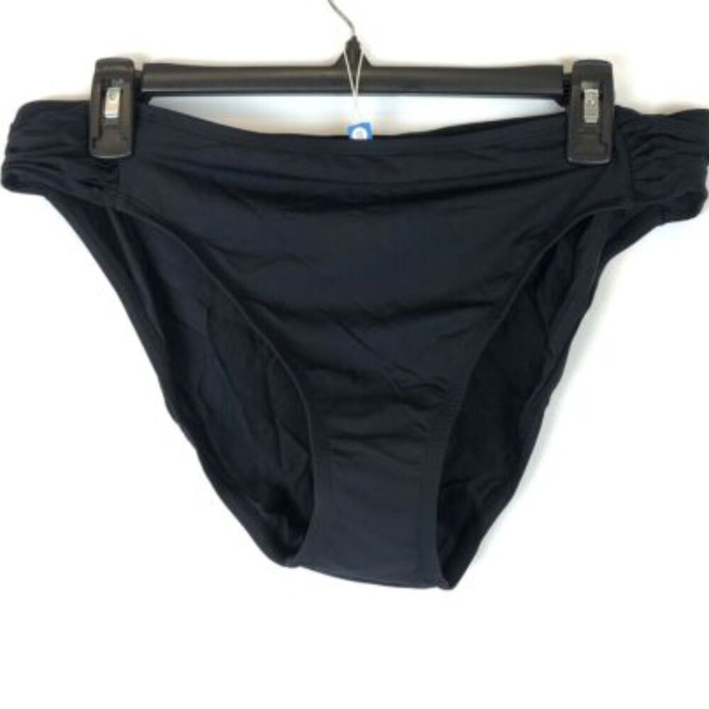 Blue Rod Beattie Women’s Black Shirred Side Bikini Bottom Size 14